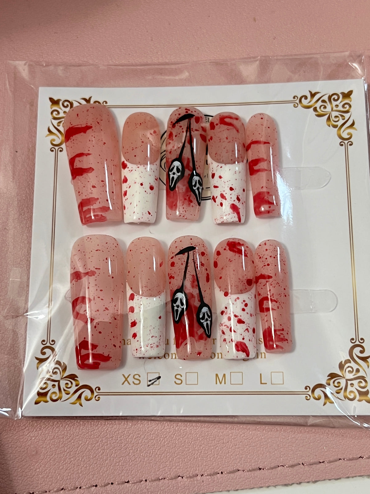 Bloody Scream Halloween handmade press-on nails
