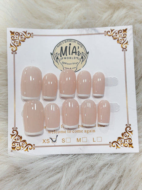 Classic White French Short Square Press-On Nails - handmade short square press-on nails