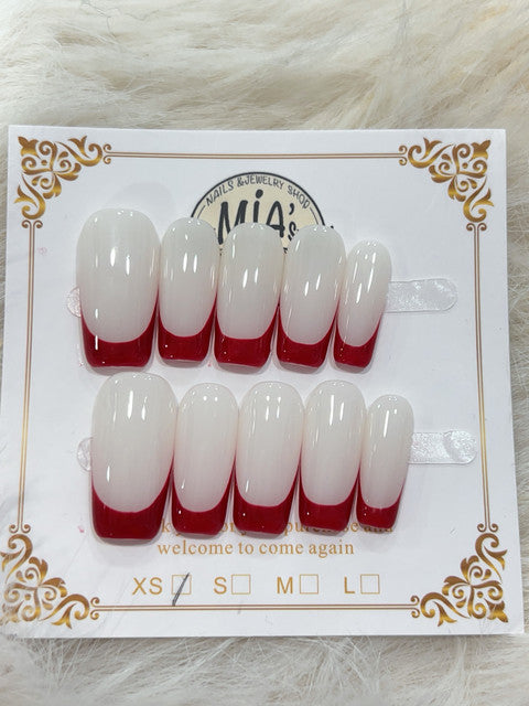 Crimson French handmade press-on nails - image 2