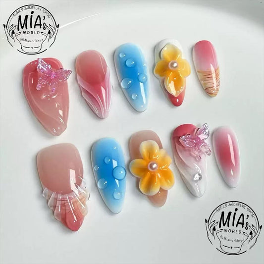 - Mia World Handmade Press-On Nail Set sweet summer