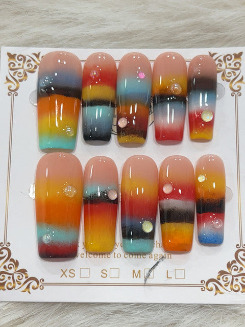 Sunset Gradient handmade press-on nails - image 1