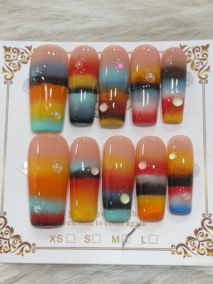 Sunset Gradient handmade press-on nails - image 2