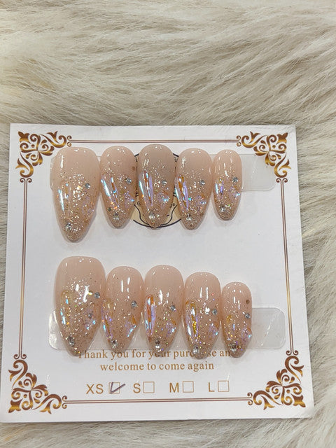 Champagne Glitter handmade press-on nails - image 1