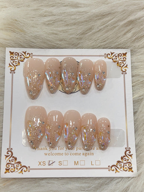 Champagne Glitter handmade press-on nails - image 2