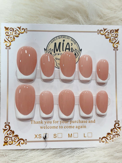 Classic Nude French handmade press-on nails - image 1