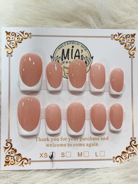 Classic Nude French handmade press-on nails - image 2