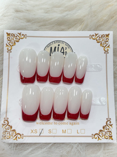 Crimson French handmade press-on nails - image 1