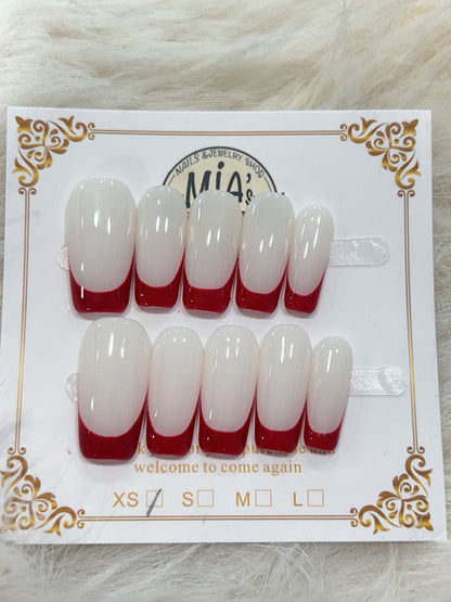 Crimson French handmade press-on nails - image 2