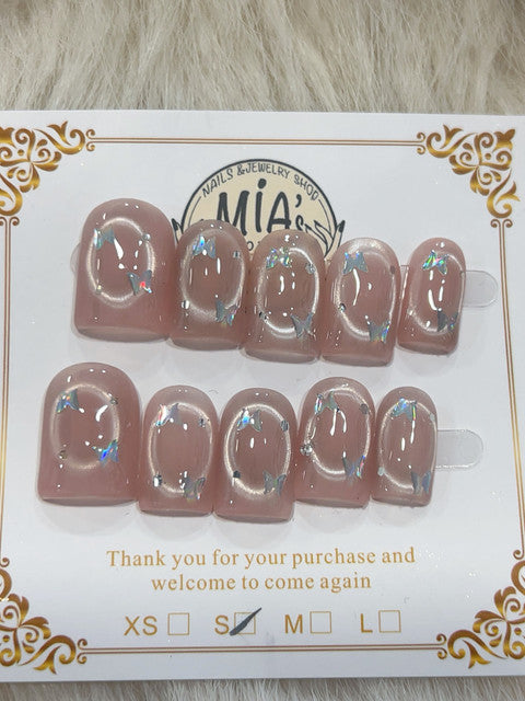 Crystal Mocha handmade press-on nails - image 1