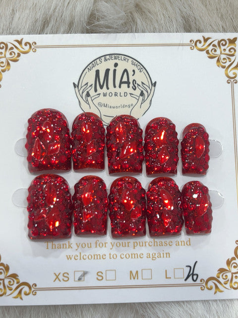 Ruby Glitter handmade press-on nails - image 2