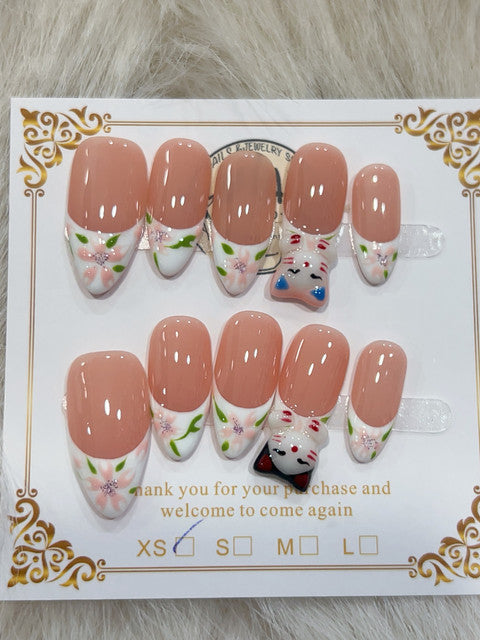 Floral Confetti Nude handmade press-on nails - image 1