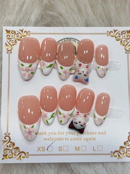 Floral Confetti Nude handmade press-on nails - image 1