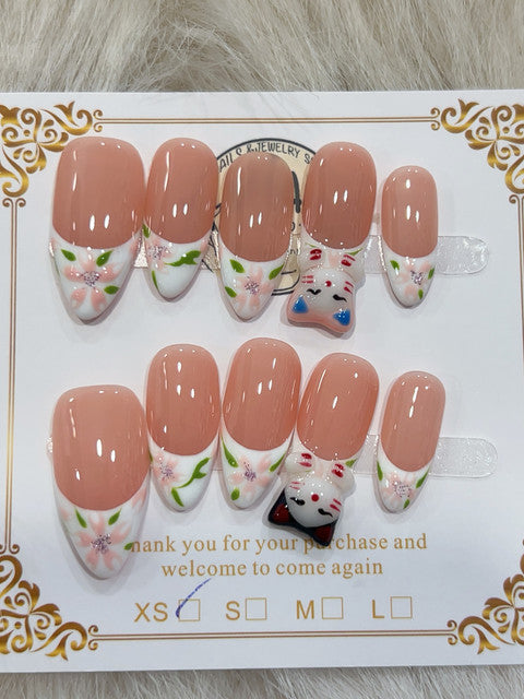 Floral Confetti Nude handmade press-on nails - image 2