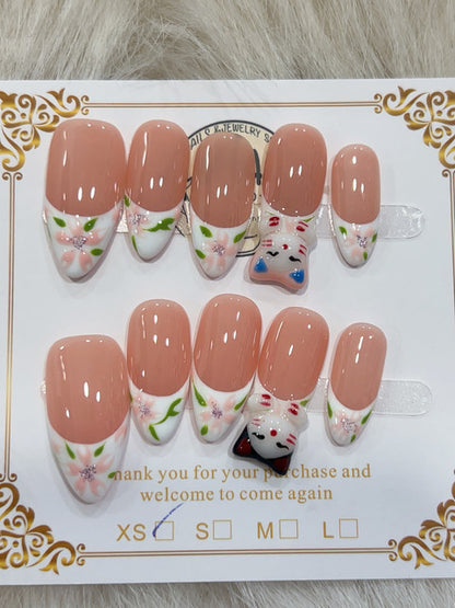 Floral Confetti Nude handmade press-on nails - image 2
