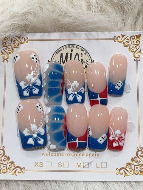 Nautical Bow handmade press-on nails - image 1