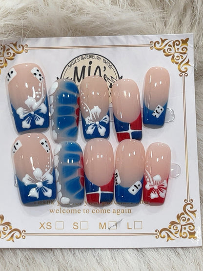 Nautical Bow handmade press-on nails - image 2
