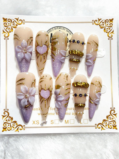 Lavender Floral Luxe handmade press-on nails - image 2