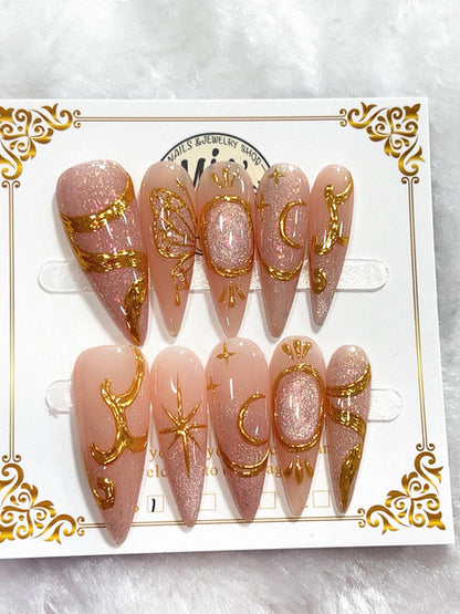 Rose Gold Cameo handmade press-on nails - image 2