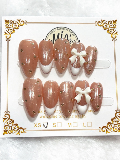 Mocha Pearl Starfish handmade press-on nails - image 1