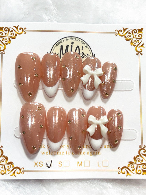 Mocha Pearl Starfish handmade press-on nails - image 2