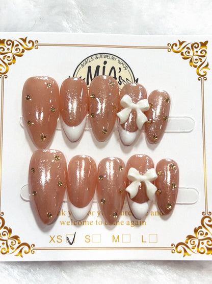 Mocha Pearl Starfish handmade press-on nails - image 2
