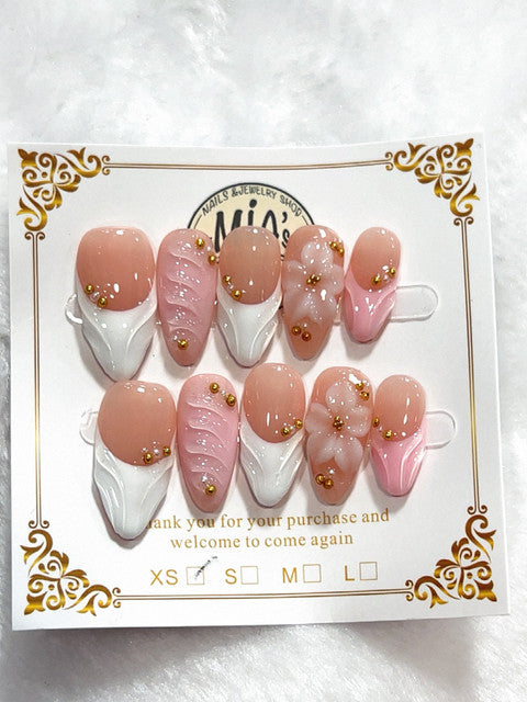 Blush Floral Swirl handmade press-on nails - image 2