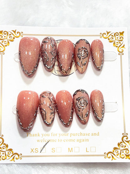 Rose Marble handmade press-on nails - image 2