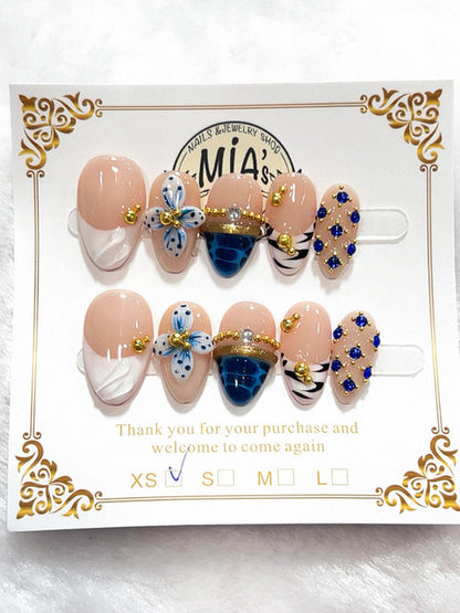 Blue Butterfly French handmade press-on nails - image 2