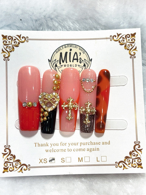 Coral Crown handmade press-on nails - image 1