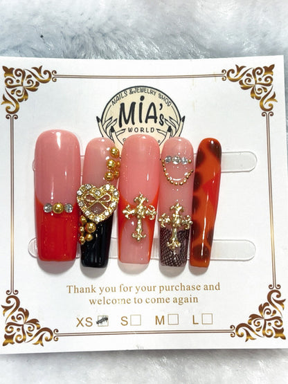 Coral Crown handmade press-on nails - image 2