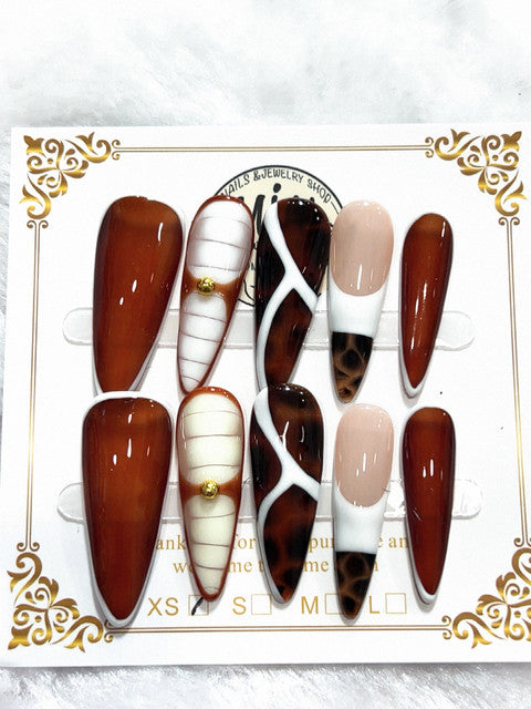 Chocolate Marble handmade press-on nails - image 1