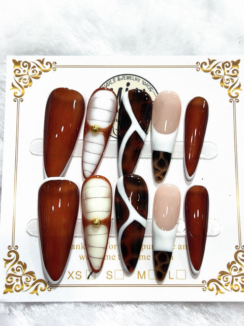 Chocolate Marble handmade press-on nails - image 2