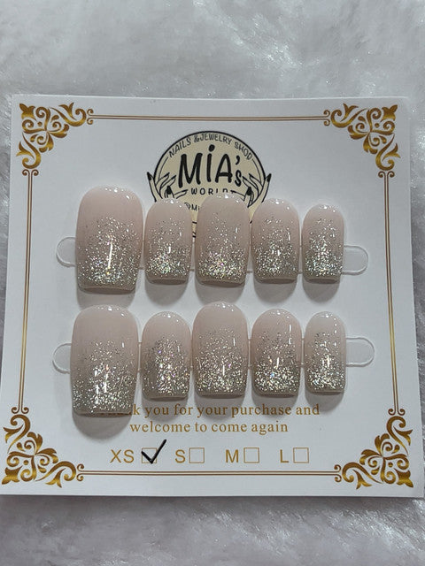 Silver Ombre Glitter handmade press-on nails - image 1