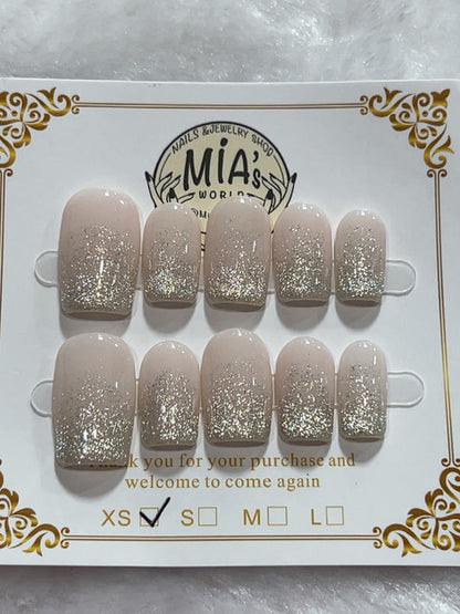Silver Ombre Glitter handmade press-on nails - image 2