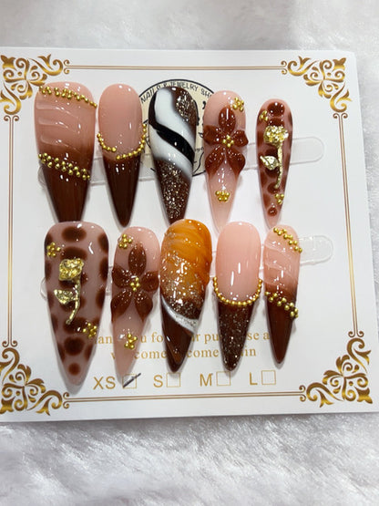 Autumn Chocolate Mix handmade press-on nails - image 1