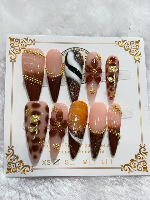 Autumn Chocolate Mix handmade press-on nails - image 2