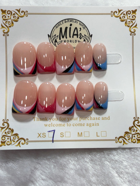 Raspberry French handmade press-on nails - image 1