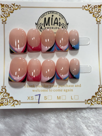 Raspberry French handmade press-on nails - image 2