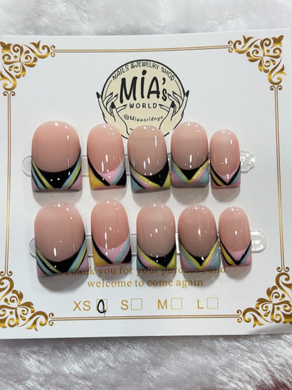 Pastel Geometric French handmade press-on nails - image 2