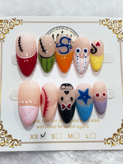 Playful Abstract Characters handmade press-on nails - image 2
